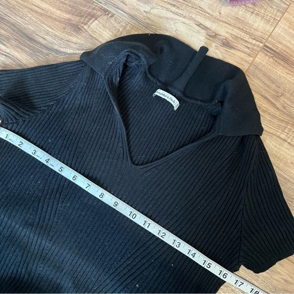Abercrombie & Fitch Black Ribbed Knit Dress With Collar Short Sleeve Fitted - Picture 8 of 12